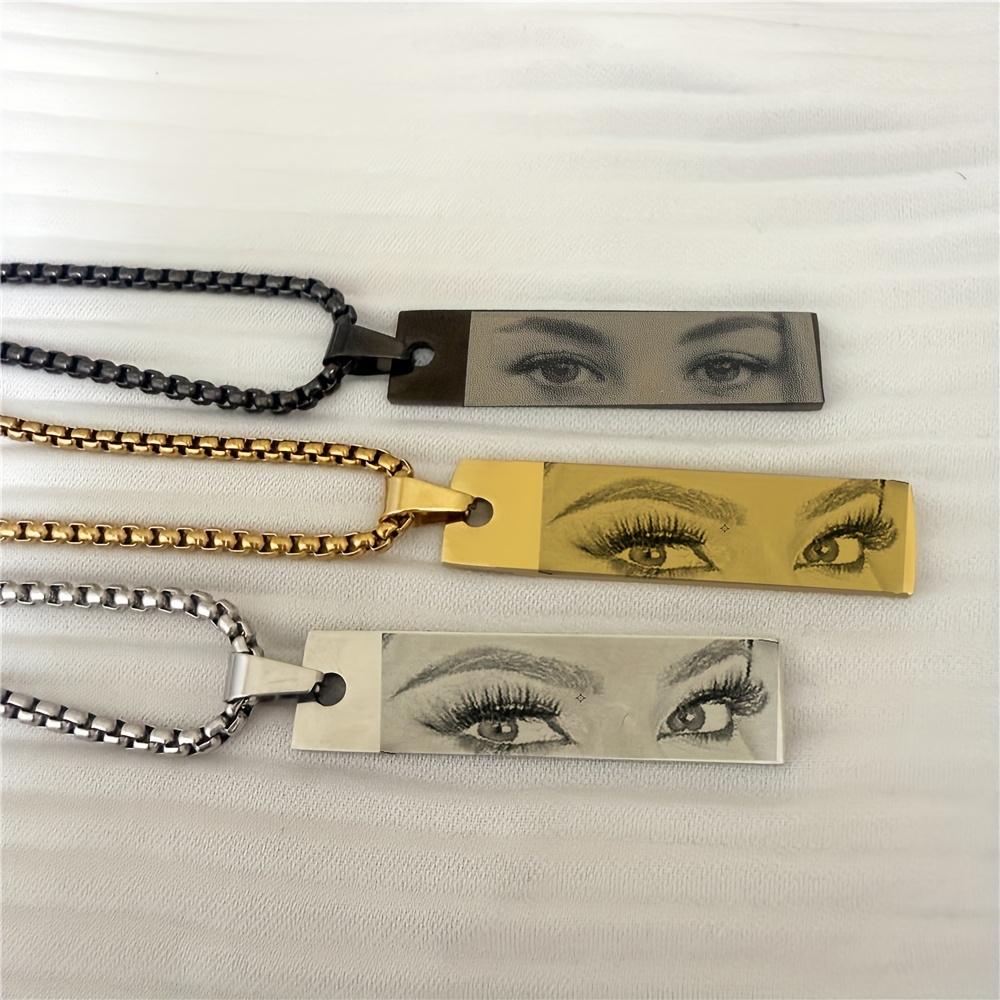 Customized Women's Photo Necklace Personalized Eye Pendant
